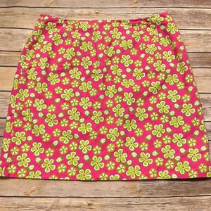 Lilly Pulitzer Dune Buggy Pink and Green Floral Print Skirt Size 8
